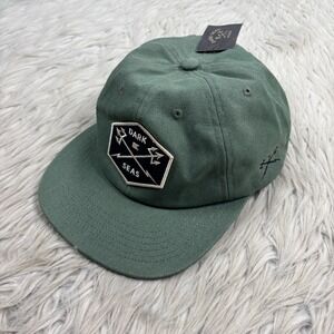 NWT Dark Seas Men's OS Green Twill Cotton Flat Bill Baseball Hat Cap Nautical